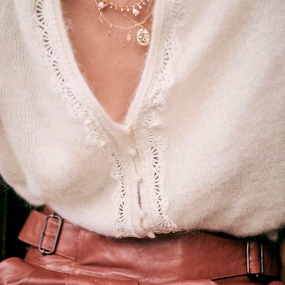 Sezane Valentine Jumper Ecru Size Small